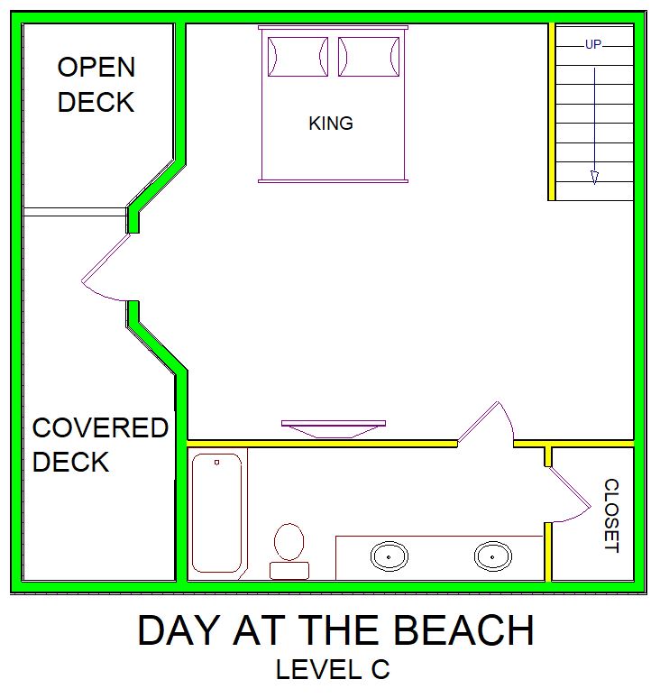 A level C layout view of Sand 'N Sea's beachside house vacation rental in Galveston named Day at the Beach